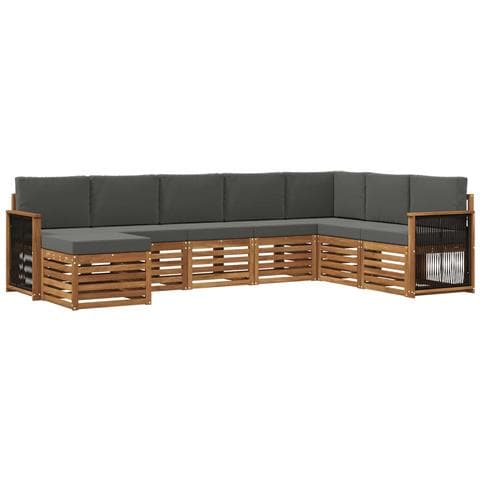 Set di divani da esterno con cuscino 6 pcs Naturale e Antracite - Foto 1