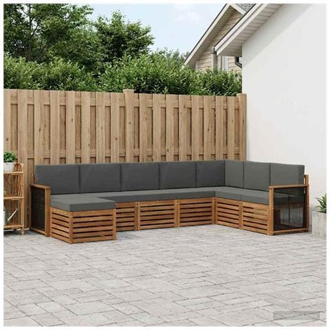Set di divani da esterno con cuscino 6 pcs Naturale e Antracite - Foto 2