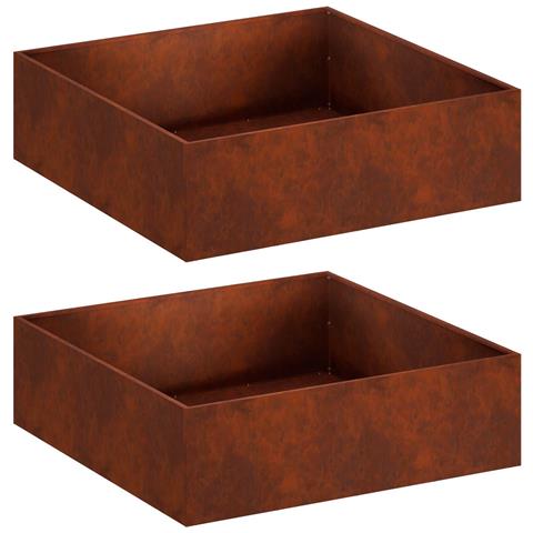 Vaso da giardino 2 pz Ruggine 100 x 100 x 30 cm Acciaio Corten - Foto 1