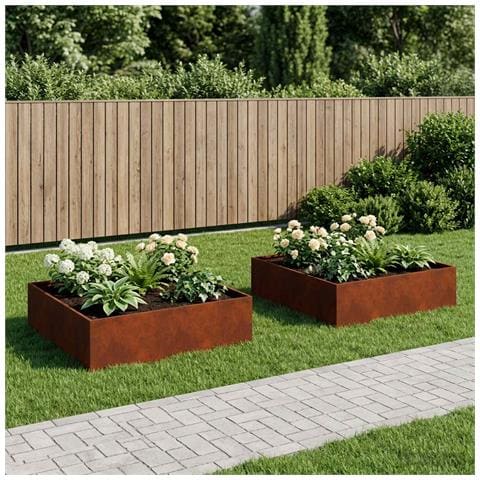 Vaso da giardino 2 pz Ruggine 100 x 100 x 30 cm Acciaio Corten - Foto 2