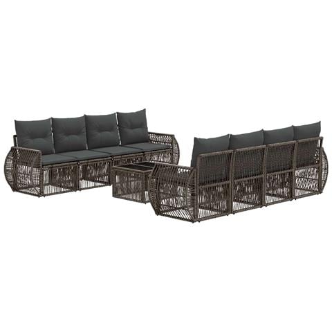 Set Divano da Giardino 9 pz Grigio polyrattan - Foto 1