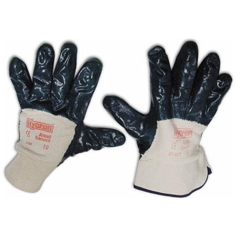 Guanti Lavoro Nitrile Blu Hycron Tg10 C / Manichetta - Confezione 12 Paia - Foto 1
