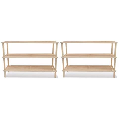 Scarpiere a 3 Livelli 2 pz in Legno Massello di Abete - Foto 1