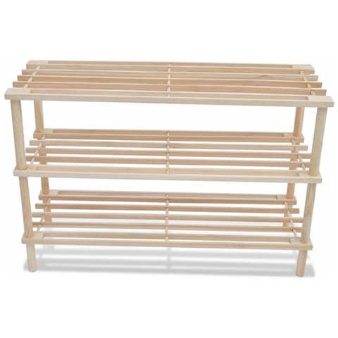 Scarpiere a 3 Livelli 2 pz in Legno Massello di Abete - Foto 5