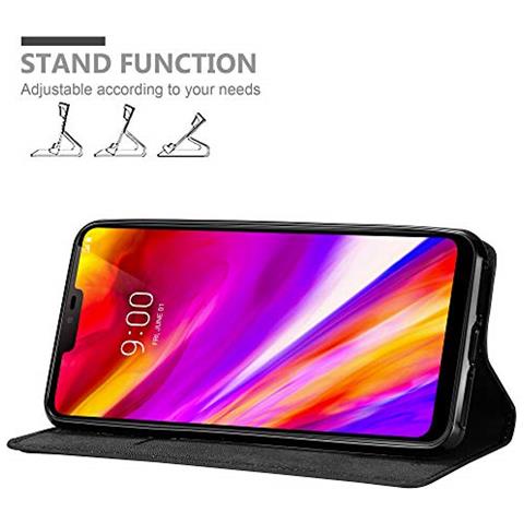 Cadorabo Custodia Compatibile Con Lg G7 Thinq In Nero Di Notte - Coperchio Protettiva Con Chiusura Magnetica, Funzione Stand E Tasca Per Le Carte - Foto 2