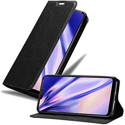 Cadorabo Custodia Compatibile Con Lg G7 Thinq In Nero Di Notte - Coperchio Protettiva Con Chiusura Magnetica, Funzione Stand E Tasca Per Le Carte - Foto 1
