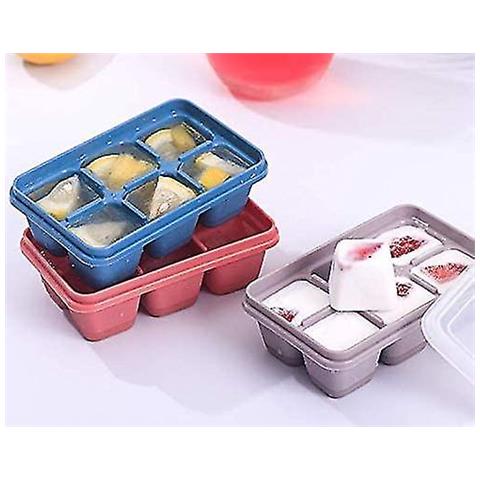 HTN 3 Pacchi Mini Ice Cube Stampo Con Coperchio 18 Scomparti Silicone Ice Cube Per Whisky Cocktail Bevande (rosso+grigio+blu) OY11122