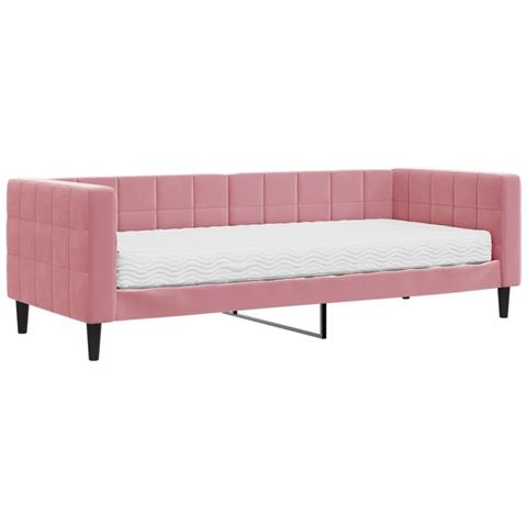Divano Letto Con Materasso Rosa 80x200 Cm In Velluto - Foto 1