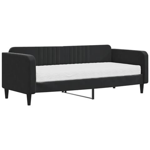 Divano Letto Con Materasso Nero 90x200 Cm In Velluto - Foto 1