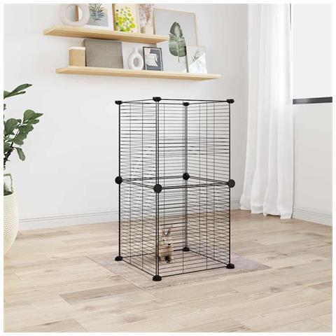 Gabbia Per Animali Domestici 8 Pannelli Nero 35x35 Cm Acciaio - Foto 4