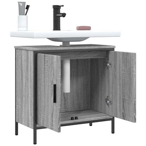 Mobile Lavabo Bagno Grigio Sonoma 60x30x60 Cm Legno Multistrato - Foto 10