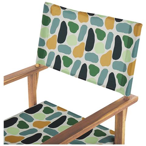 Set Di 2 Sedie Legno Di Acacia Chiaro Crema Motivo Geometrico Multicolore Cine - Foto 2