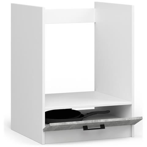 Mobile da cucina per incasso del forno OLIWIA, 1 anta, 60x55x82 cm, Colore Bianco e Grigio Cemento - Foto 2