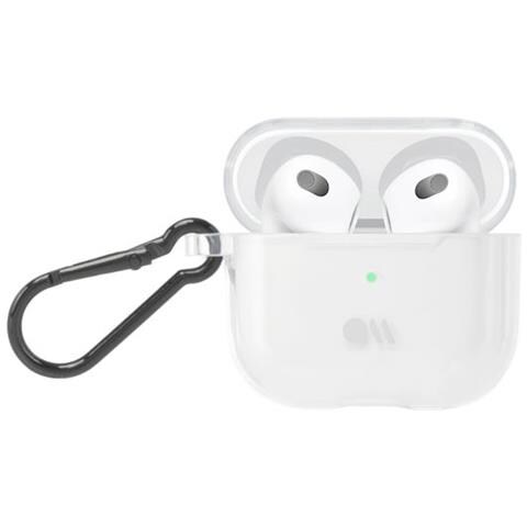 Cover Per Airpods 3 Tough In Silicone Con Aggancio Metallico, Trasparente - Foto 2