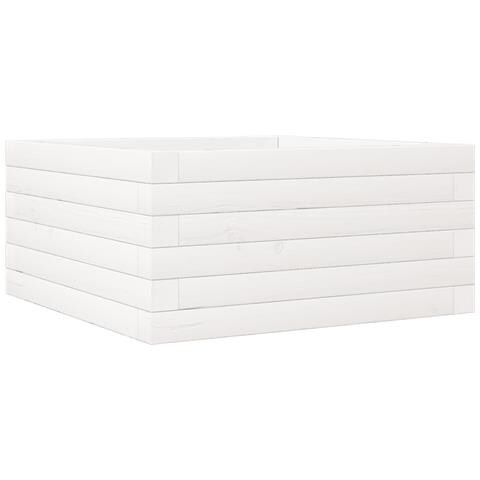 Fioriera Da Giardino Bianca 50x50x23 Cm Legno Massello Di Pino - Foto 2