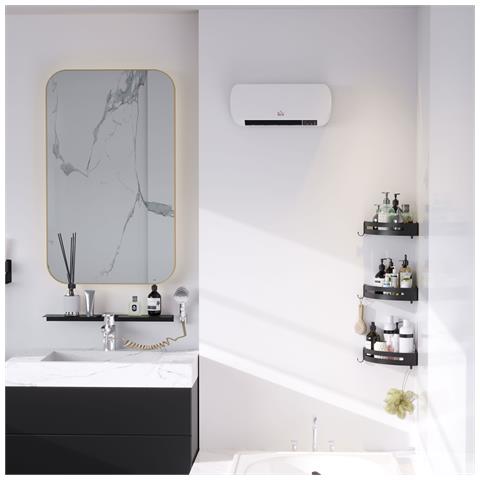 Stufa Elettrica Da Parete Con Telecomando, Temperatura Regolabile E Timer 12 Ore, Potenza 1000w / 2000w, 45x18.6x11.5cm, Bianco - Foto 2