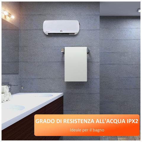 Stufa Elettrica Da Parete Con Telecomando, Temperatura Regolabile E Timer 12 Ore, Potenza 1000w / 2000w, 45x18.6x11.5cm, Bianco - Foto 6