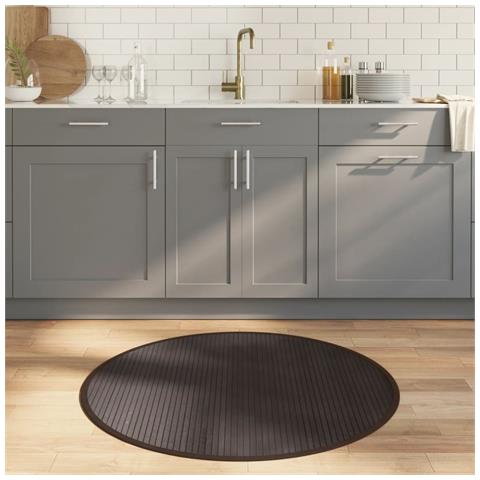 Tappeto Rotondo Marrone Scuro 100 Cm In Bambù - Foto 1