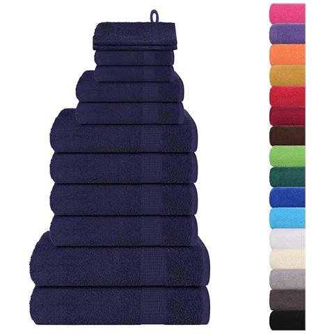 Set Asciugamani 12 Pz Blu Navy 360 Gsm 100% Cotone - Foto 2
