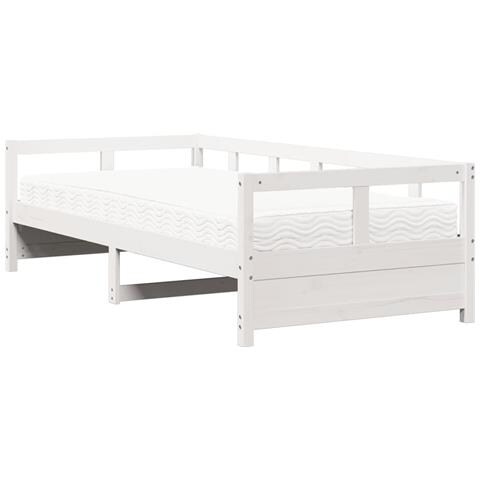 Dormeuse Con Materasso Bianca 80x200 Cm Legno Massello Di Pino - Foto 2