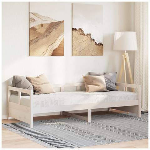 Dormeuse Con Materasso Bianca 80x200 Cm Legno Massello Di Pino - Foto 1