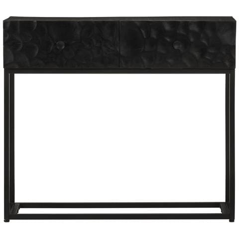 Tavolo Consolle Nero 90x30x76cm Legno Massello Di Mango E Ferro - Foto 3