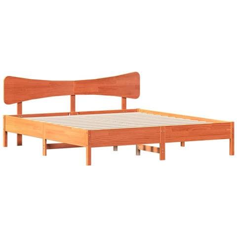 Giroletto Senza Materasso Marrone Cera 200x200 Cm Legno Di Pino - Foto 3