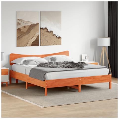 Giroletto Senza Materasso Marrone Cera 200x200 Cm Legno Di Pino - Foto 1