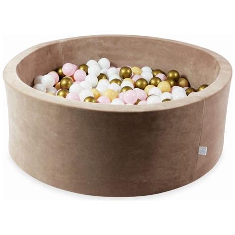 Ballenbak 110x40 Fluweelzacht Donkerbeige Met Ballen 500 St. (wit, Babyroze, Beige, Oud Goud) - Foto 1
