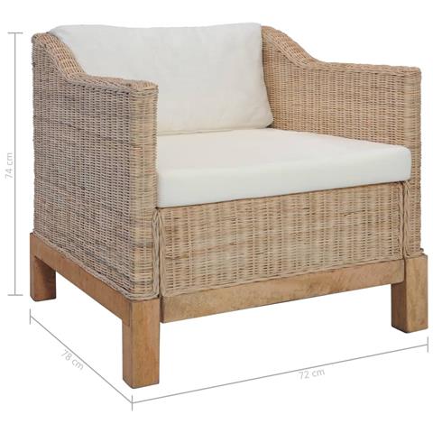 Poltrona Con Cuscini In Rattan Naturale - Foto 8