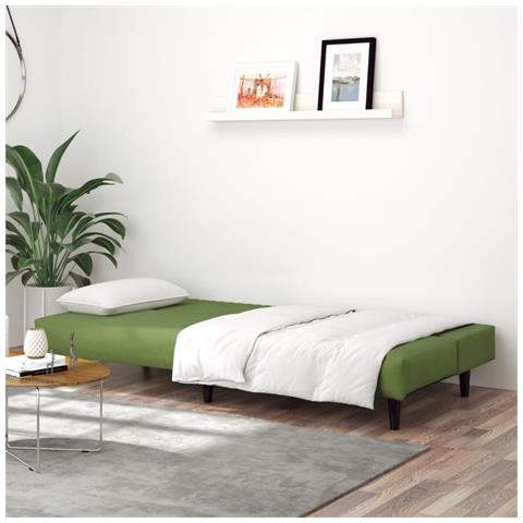 Divano Letto A 2 Posti Verde Chiaro In Velluto - Foto 2