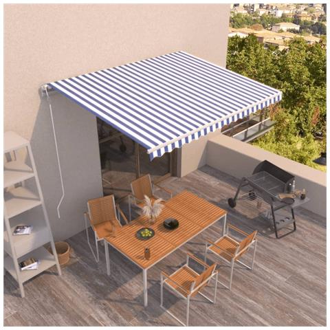 Lusso Casadino -  Tenda Da Sole Retrattile Automatica 450x350 Cm Blu E Bianca - Foto 8