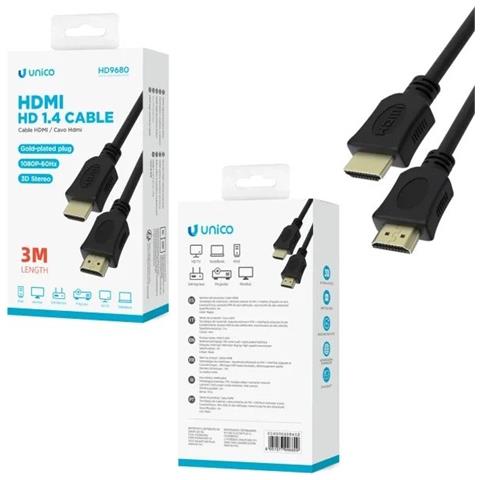 Cavo Hdmi 4k Ultra Hd High Speed Tv Monitor Proiettore Oro 3 Metri - Foto 1