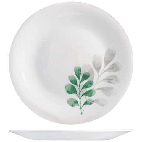 Set 6 piatti frutta Botanica in vetro opale bianco decoro verde cm 20 - Foto 1