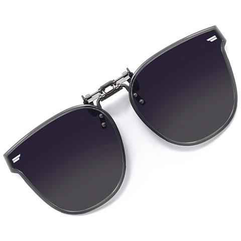 Occhiali Da Sole Clip-on Con Montatura Grigia E Lenti Grigio Scuro Con Custodia - Foto 2