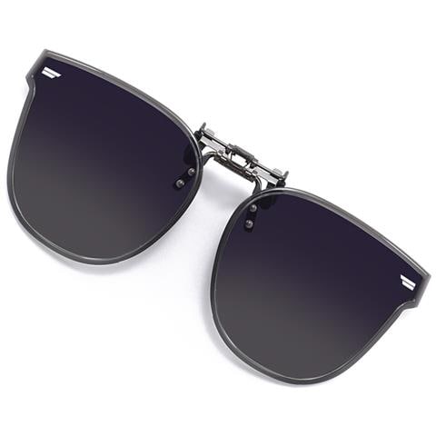 Occhiali Da Sole Clip-on Con Montatura Grigia E Lenti Grigio Scuro Con Custodia - Foto 3
