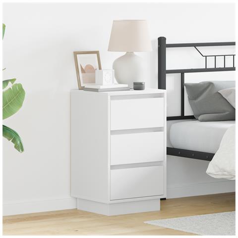 Comodino con LED bianco 39x34.5x65 cm legno ingegnerizzato - Foto 2