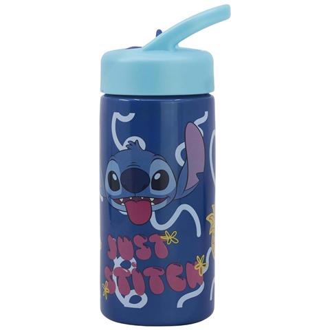 Borracca 410 Ml Stitch Per Bambini Con Manico E Cannuccia Integrata, Blu - Foto 1