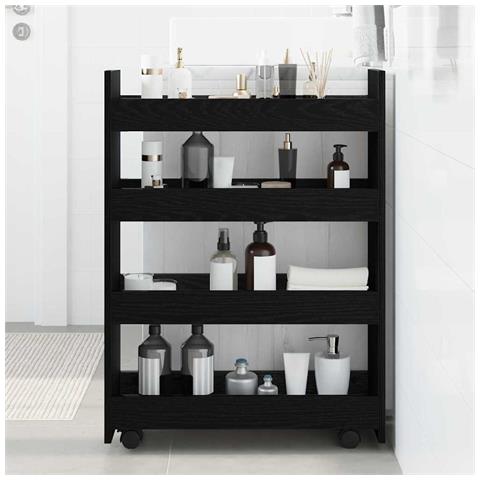 Carrello di Stoccaggio Stretto Rovere Nero 60 x 20 x 82 cm - Foto 2