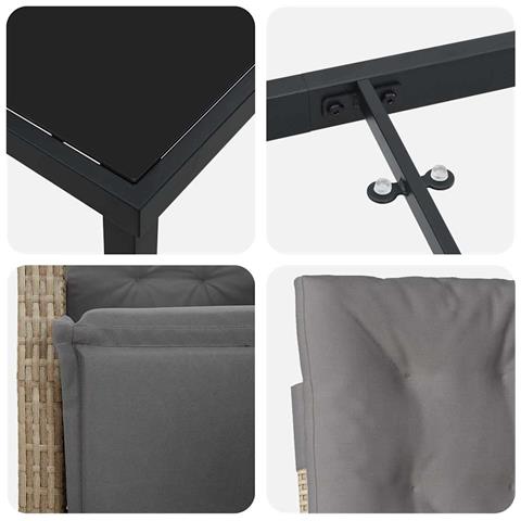 Set da Pranzo per Giardino 3 pcs Beige polyrattan - Foto 9