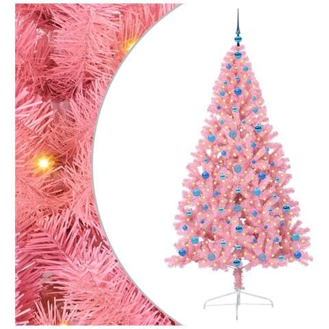 Albero di Natale artificiale con luci integrate Rosa 210 cm PVC - Foto 1