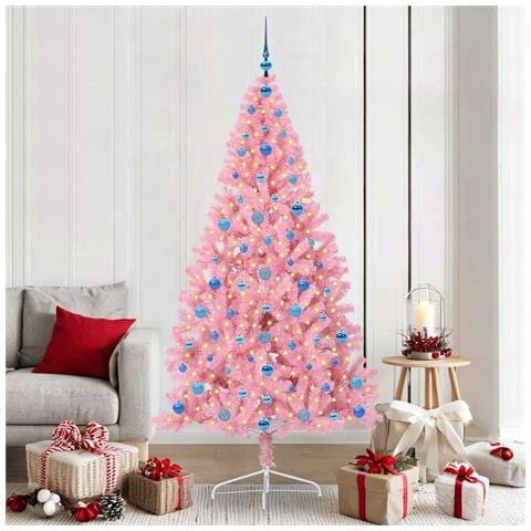 Albero di Natale artificiale con luci integrate Rosa 210 cm PVC - Foto 2