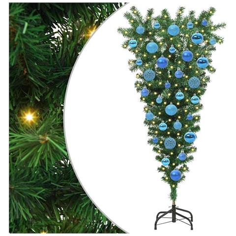 Albero di Natale artificiale preilluminato capovolto con set di palline - Foto 1