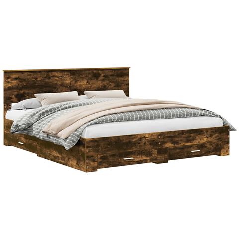 Struttura del letto Rovere fumé 200 x 200 cm Legno multistrato - Foto 1