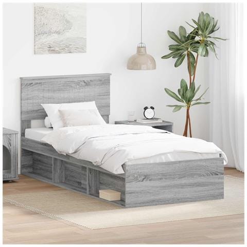 Struttura del letto Grigio Sonoma 90 x 200 cm Pino massello - Foto 2