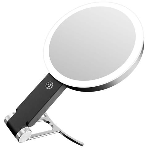 Specchio Led Trucco Nero Con Supporto Tipo C - Ingrandimento 10x, Portatile E Ricaricabile - Foto 3