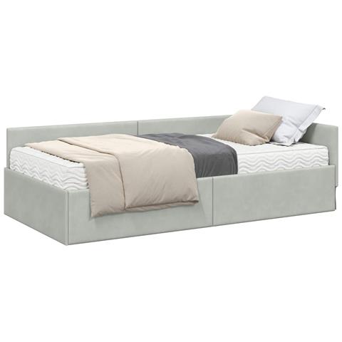 Struttura Letto Angolare con Materasso 2 pcs Grigio chiaro - Foto 1