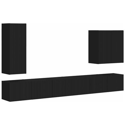 Set di Mobiletto da TV a Parete Montaggio a parete 6 pcs Nero - Foto 1