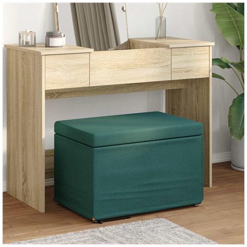 Pouf Verde Scuro 61 x 41 x 40 cm Tessuto e Legno Ingegnerizzato - Foto 2