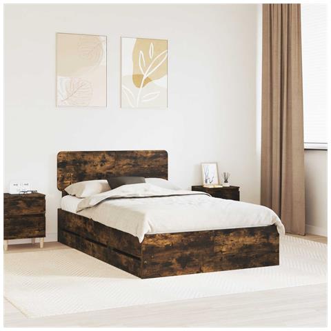 Struttura del letto con cassetto Rovere fumé 120 x 190 cm - Foto 2